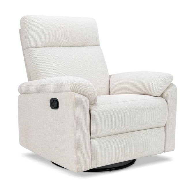 M24387FCS,DaVinci,Suzy Swivel Recliner in Fog Chatham Stripe Performance Eco-Weave