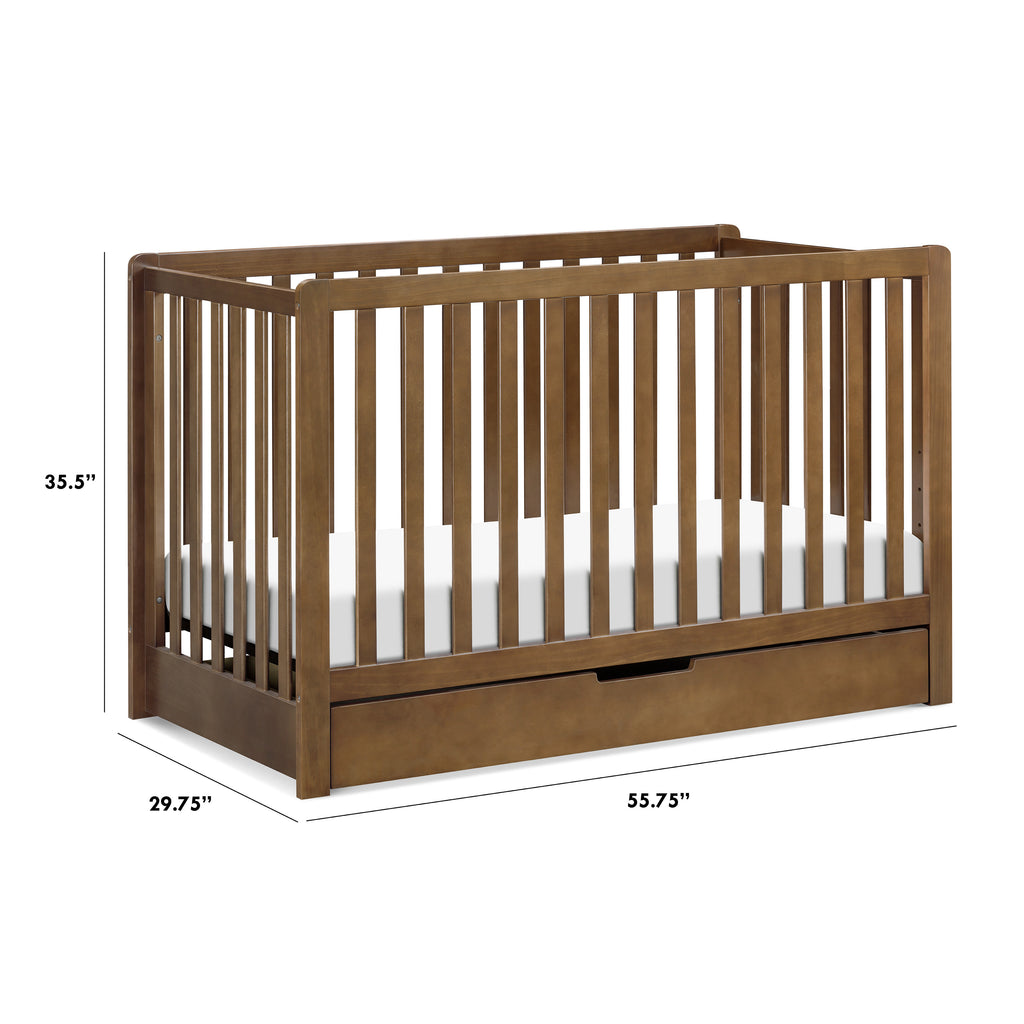 F11951L,Colby 4-in-1 Convertible Crib w/ Trundle Drawer in Walnut