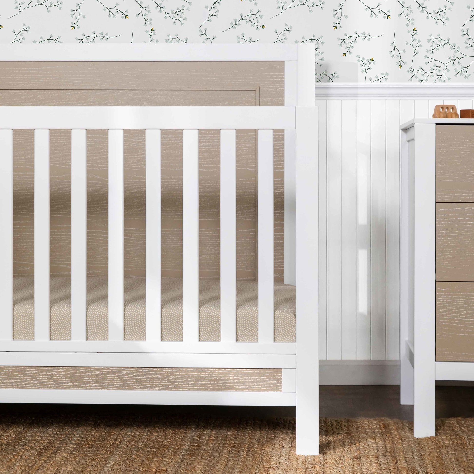 F23201WCWD,Carter's,Radley 4-in-1 Convertible Crib in White & Coastwood