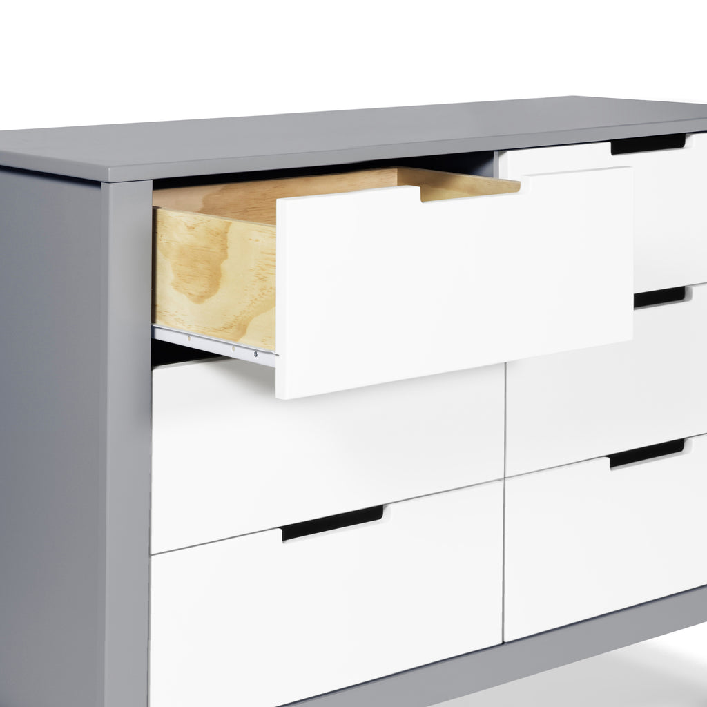 F11926GW,Colby 6-Drawer Double Dresser in Grey and White