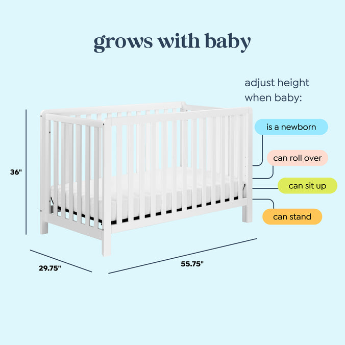 F11901W,Carter's,Colby 4-in-1 Low-profile Convertible Crib in White Finish