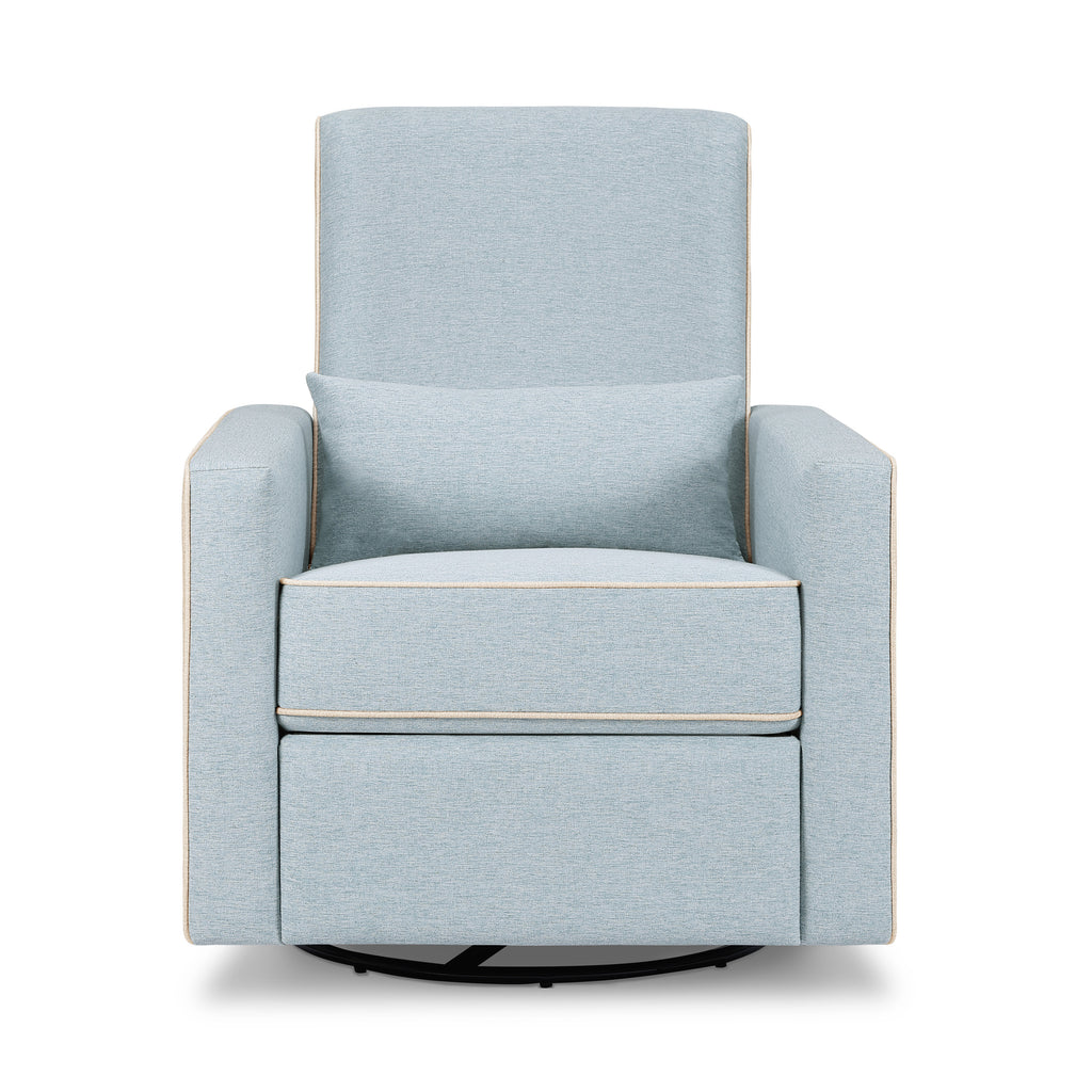 M10887HBLCM,Piper Recliner in Heathered Blue w/ Cream Piping
