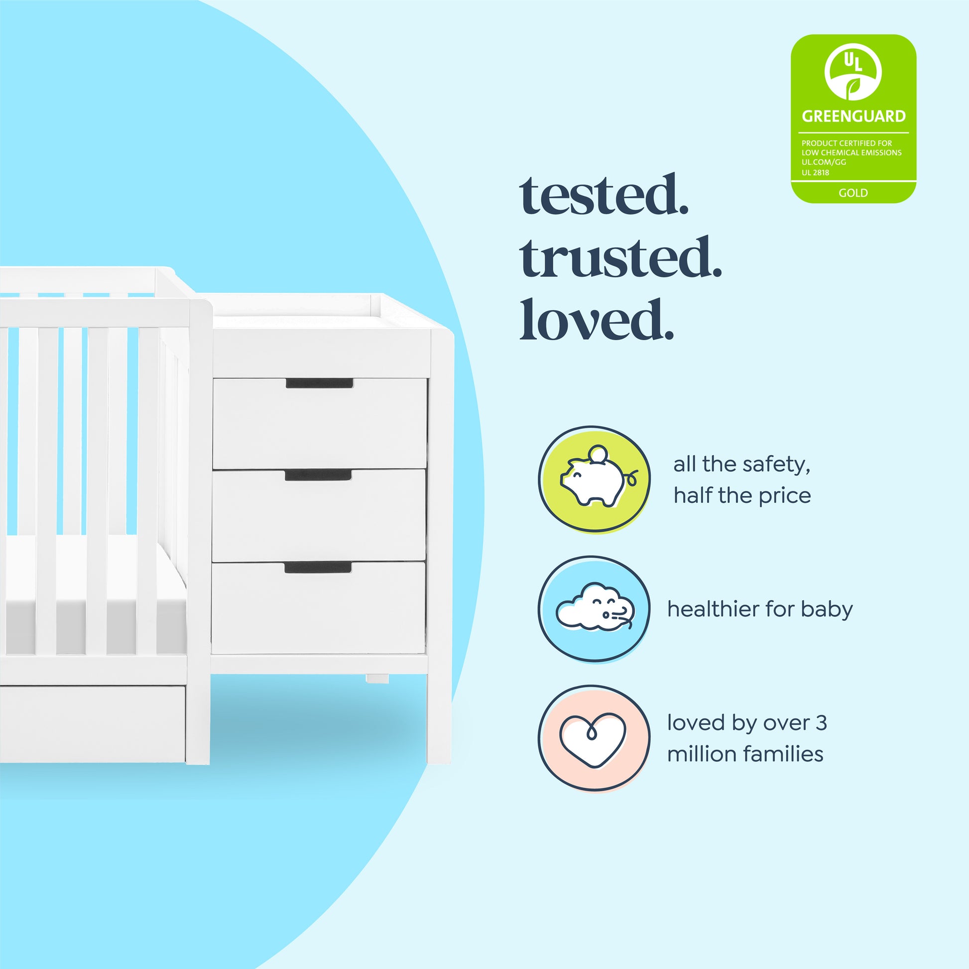 F11991W,Carter's,Colby 4-in-1 Convertible Crib & Changer Combo in White