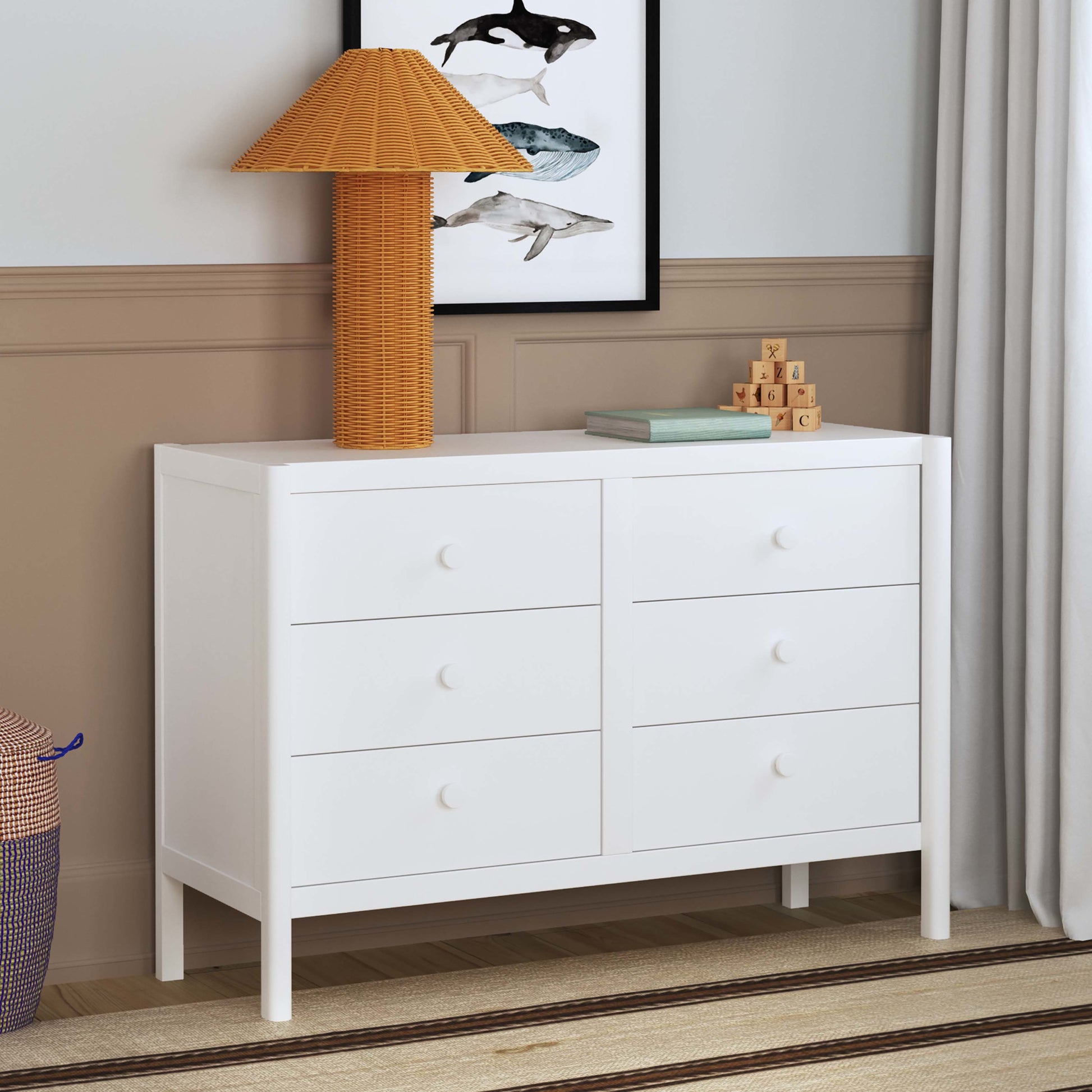 M25126W,DaVinci,Birdie 6-Drawer Dresser in White