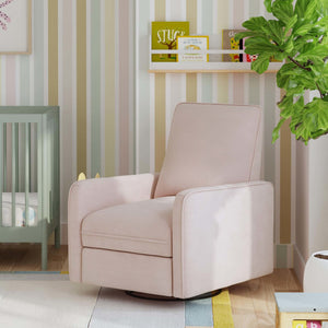 M19387PBPEW,DaVinci,Penny Swivel Recliner in Performance Pale Blush Pink Eco-Weave