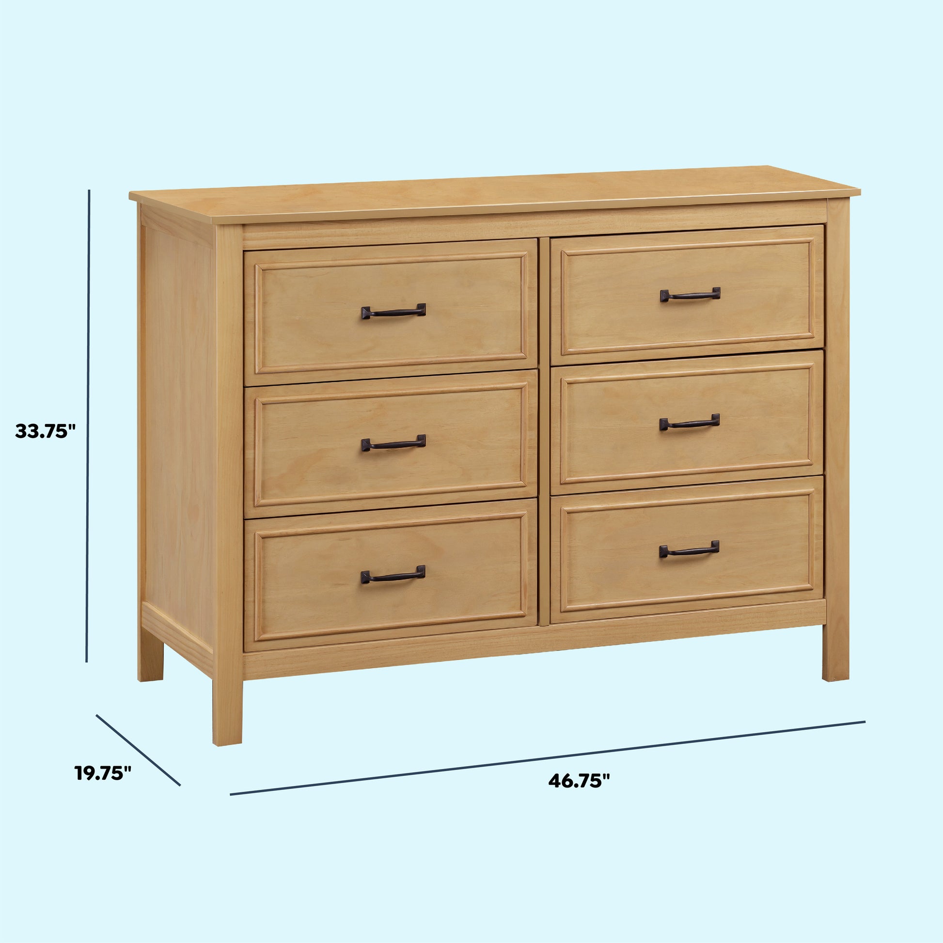 M12826HY,DaVinci,Charlie 6-Drawer Double Dresser in Honey