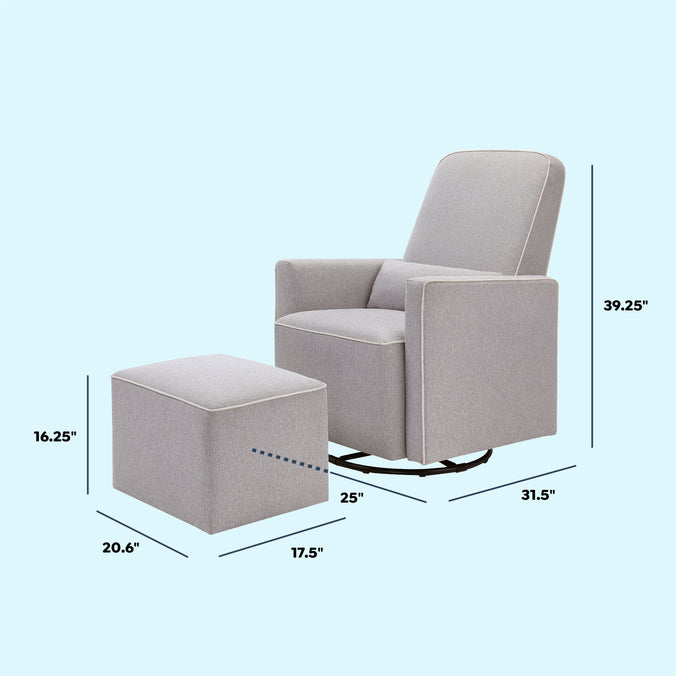 M11687GCM,DaVinci,Olive Glider and Ottoman in Grey Finish w/Cream Piping