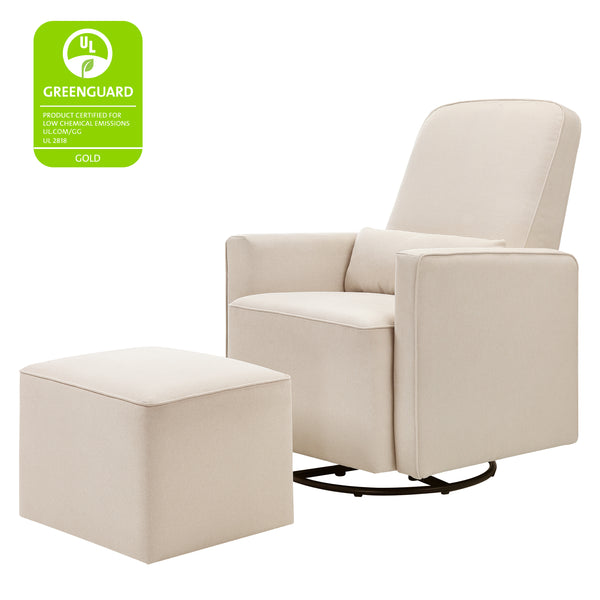 M11687GCM,Olive Glider and Ottoman in Grey Finish w/Cream Piping Cream with Cream Piping
