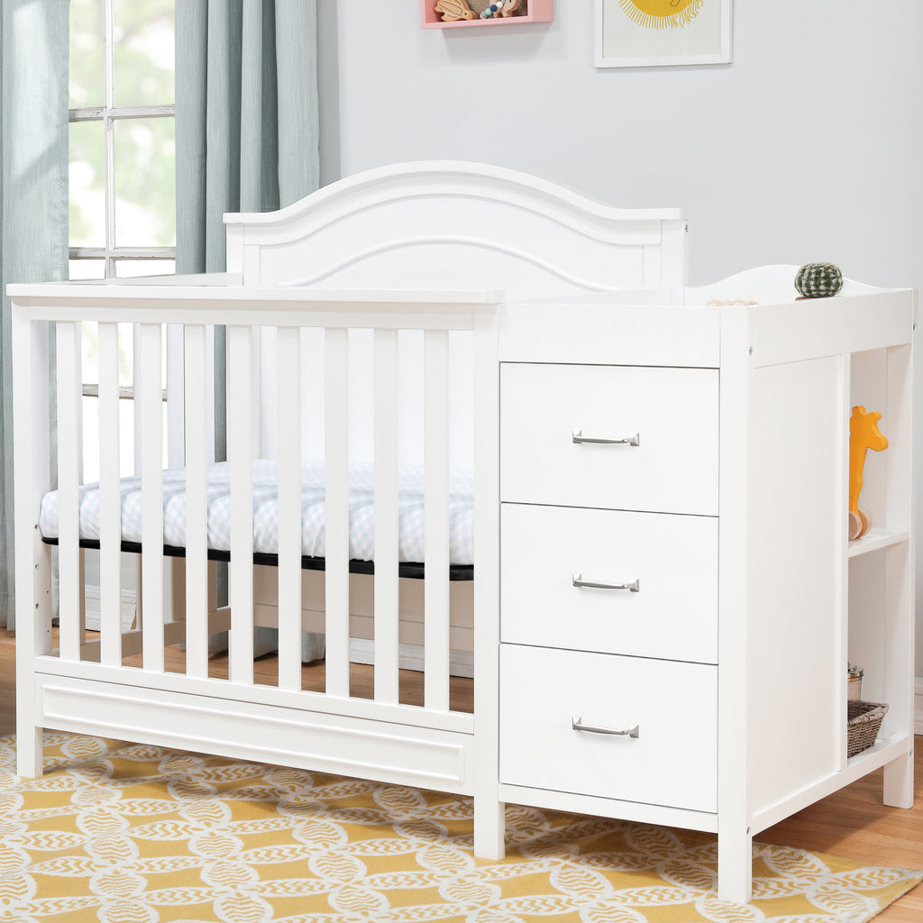 M12881W,Charlie 4-in-1 Convertible Mini Crib & Changer in White
