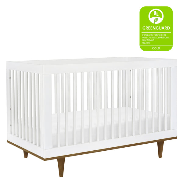 W4901WN,Marley 3-in-1 Convertible Crib in White Finish and Natural Legs White / Walnut