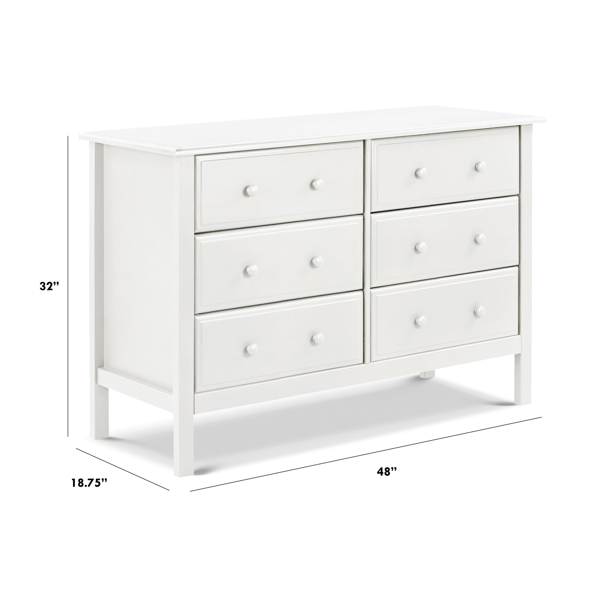 M5966W,Jayden 6-Drawer Double Wide Dresser in White Finish