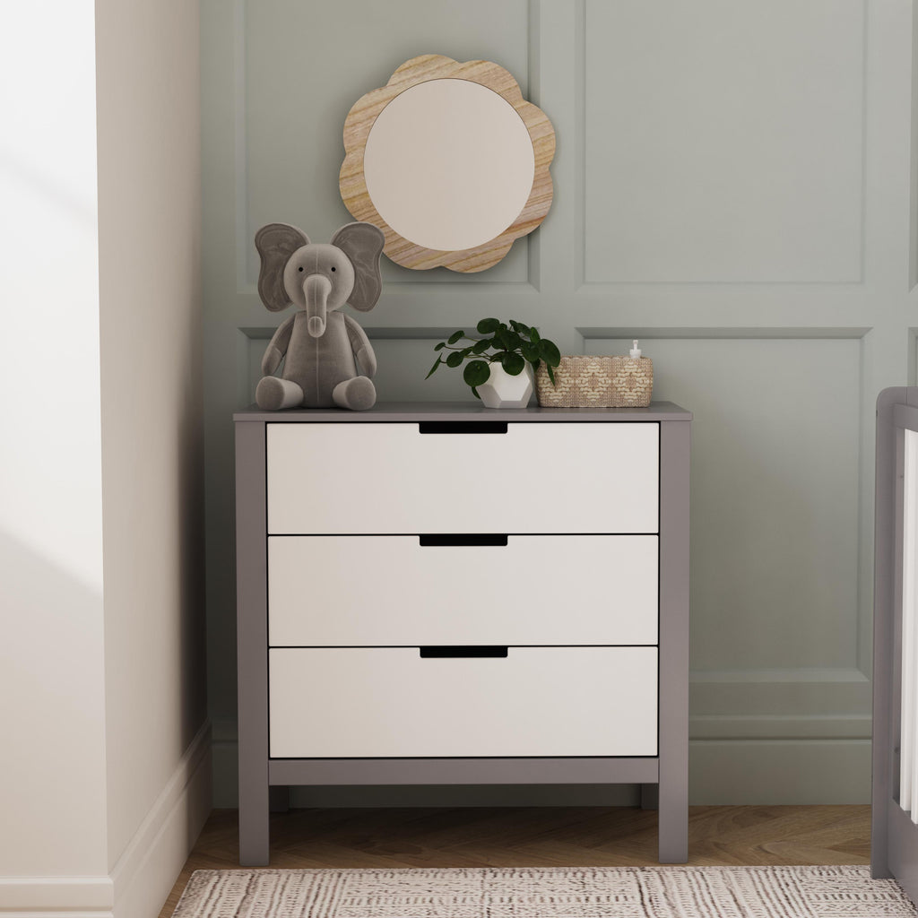 F11923GW,Colby 3-drawer Dresser in Grey and White