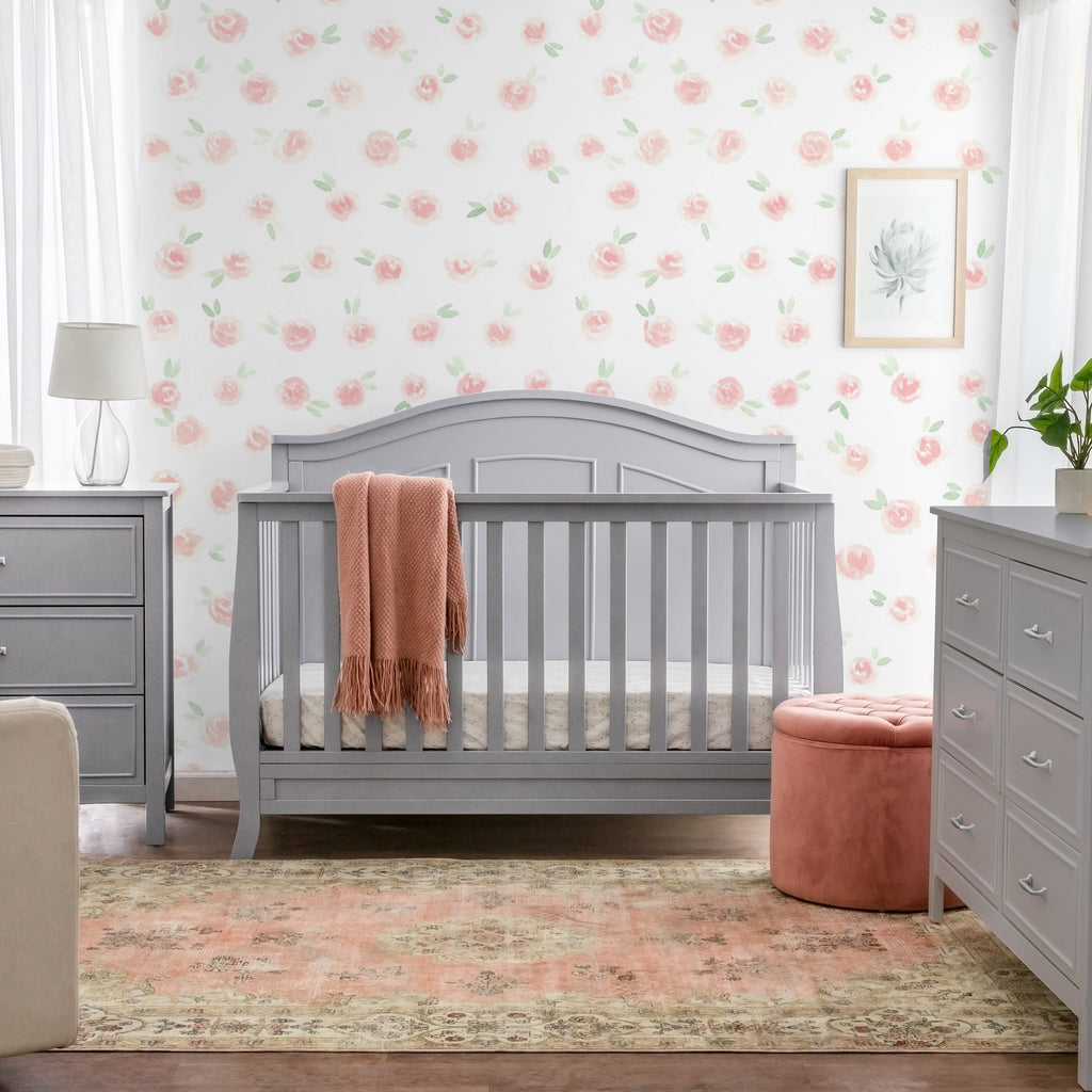 Grey crib girl hot sale nursery