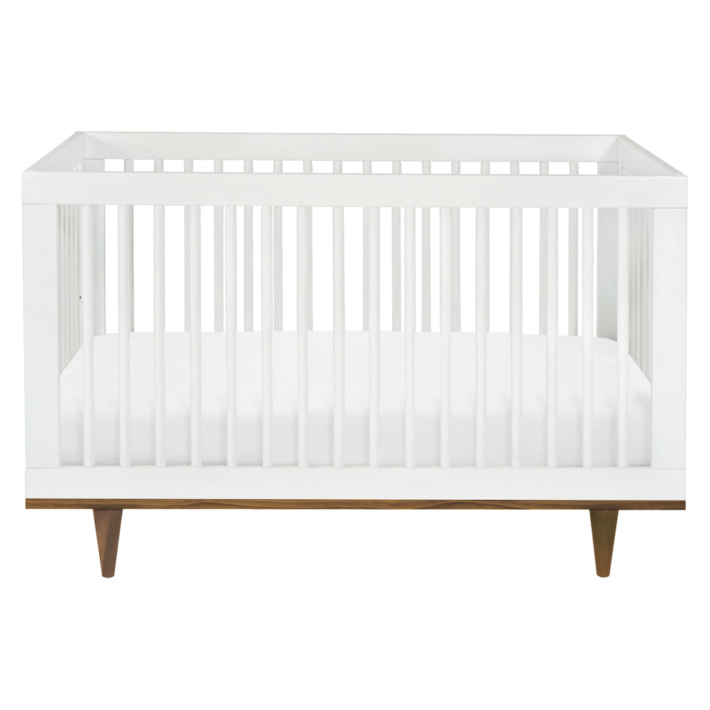 W4901WL,Marley 3-in-1 Convertible Crib in White Finish and Walnut Legs