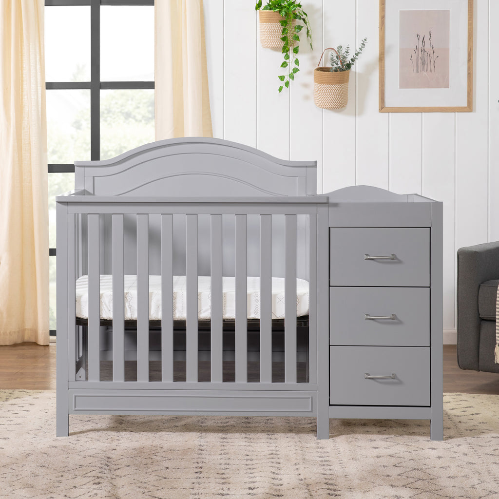 M12881G,Charlie 4-in-1 Convertible Mini Crib & Changer in Grey