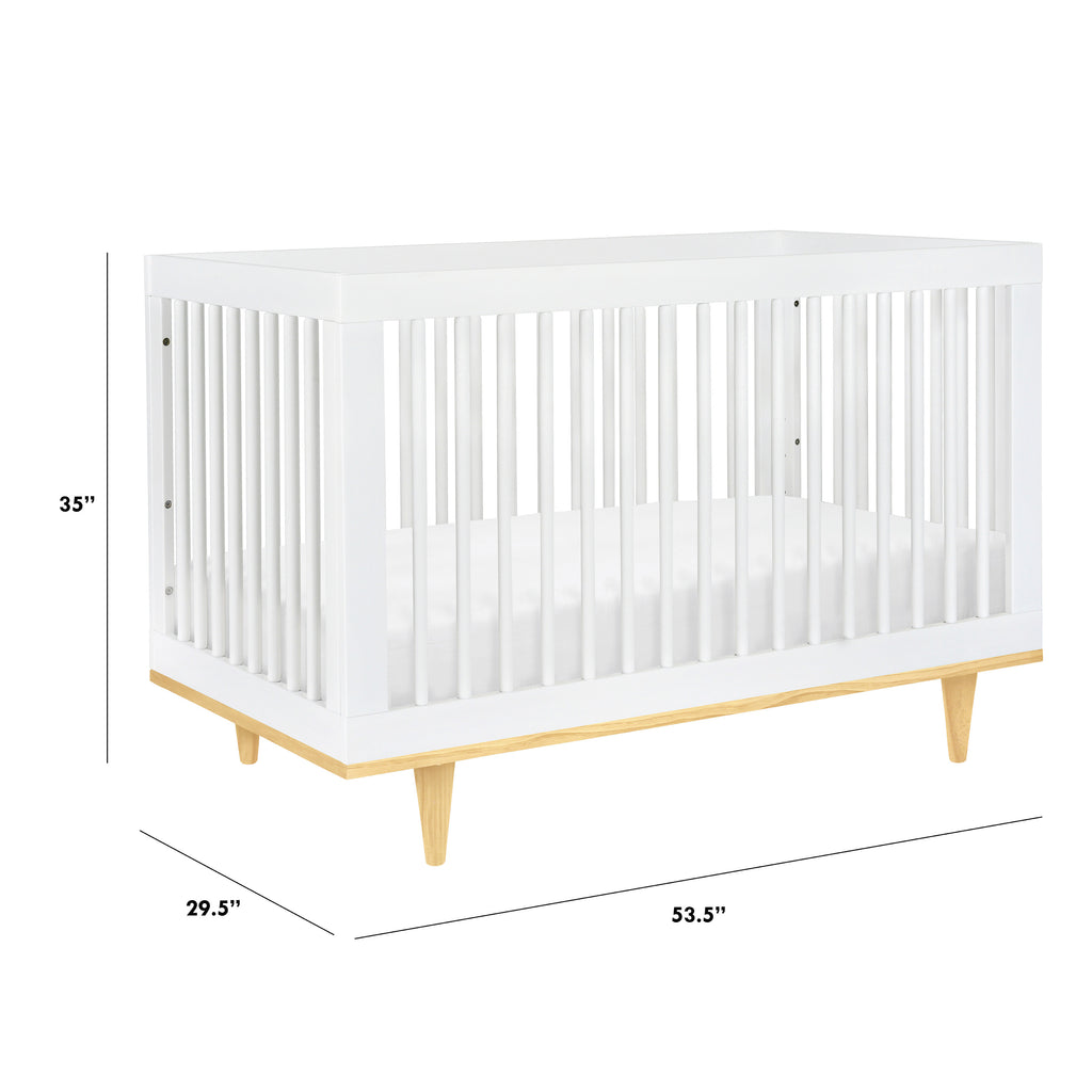 W4901WN,Marley 3-in-1 Convertible Crib in White Finish and Natural Legs