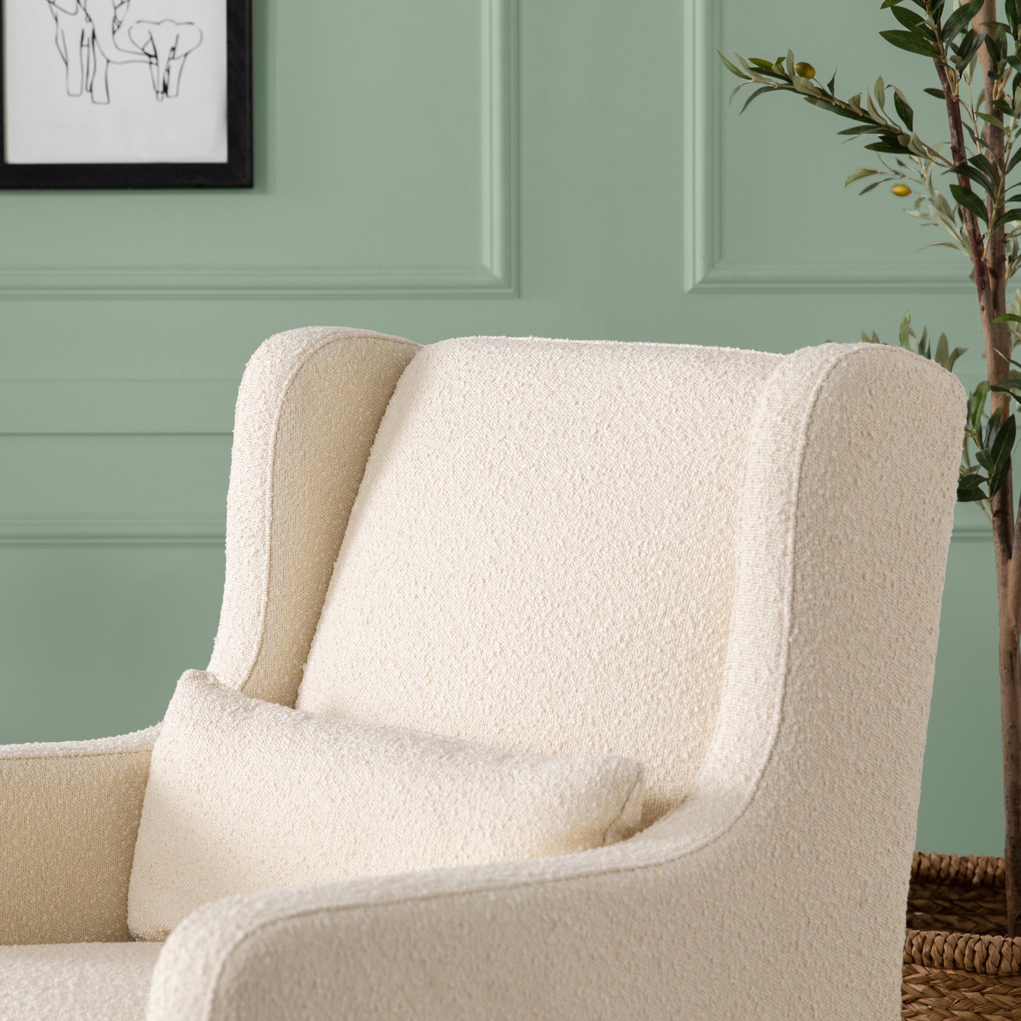 Carter's Adrian Swivel Glider with Storage Ottoman Ivory Boucle