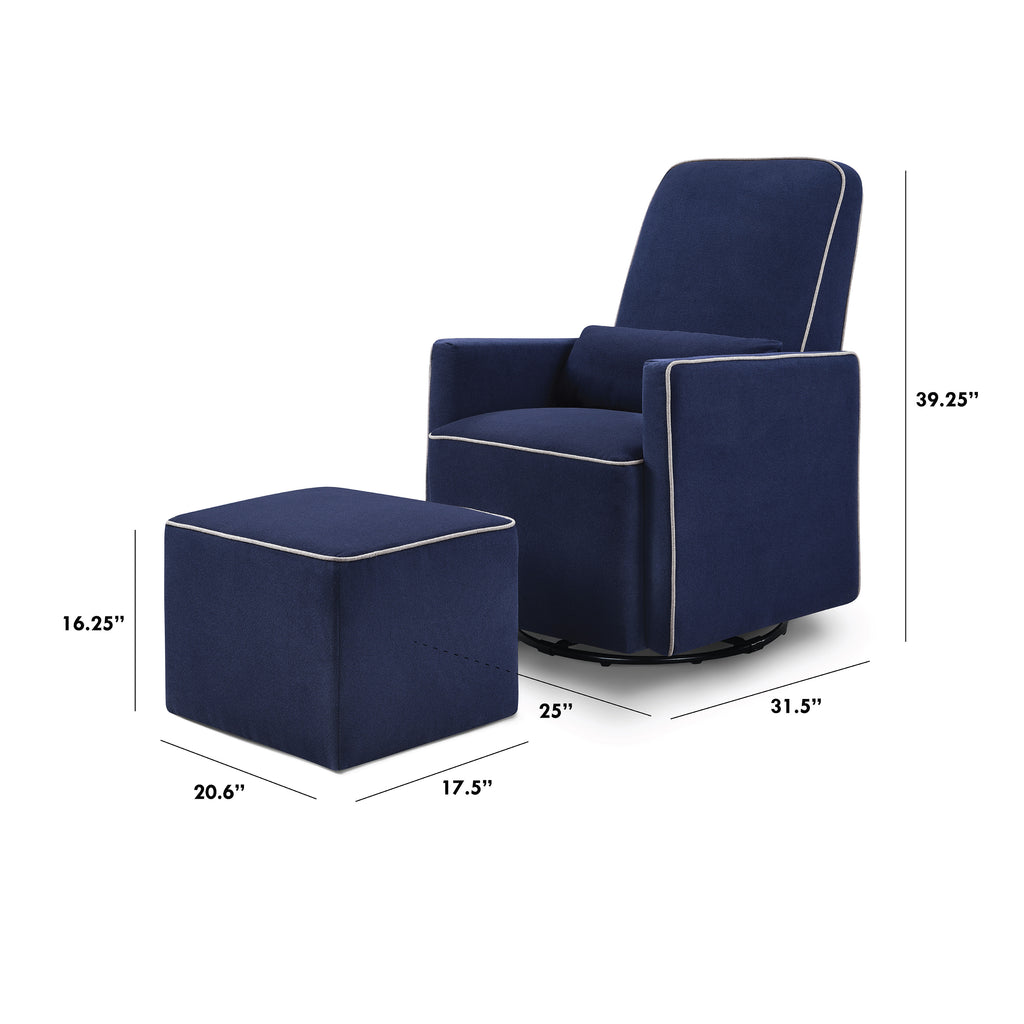 M11687NGP,Olive Glider and Ottoman in Navy w/Grey Piping