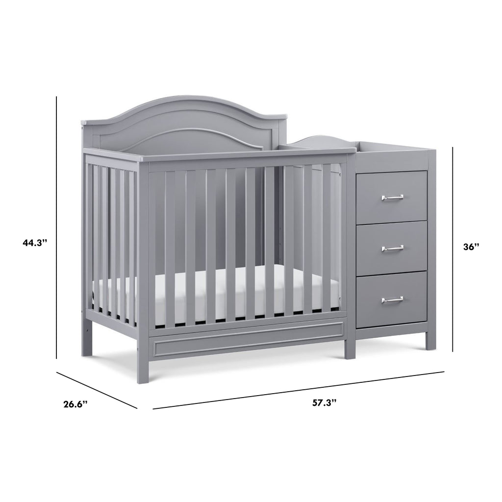 M12881G,Charlie 4-in-1 Convertible Mini Crib & Changer in Grey