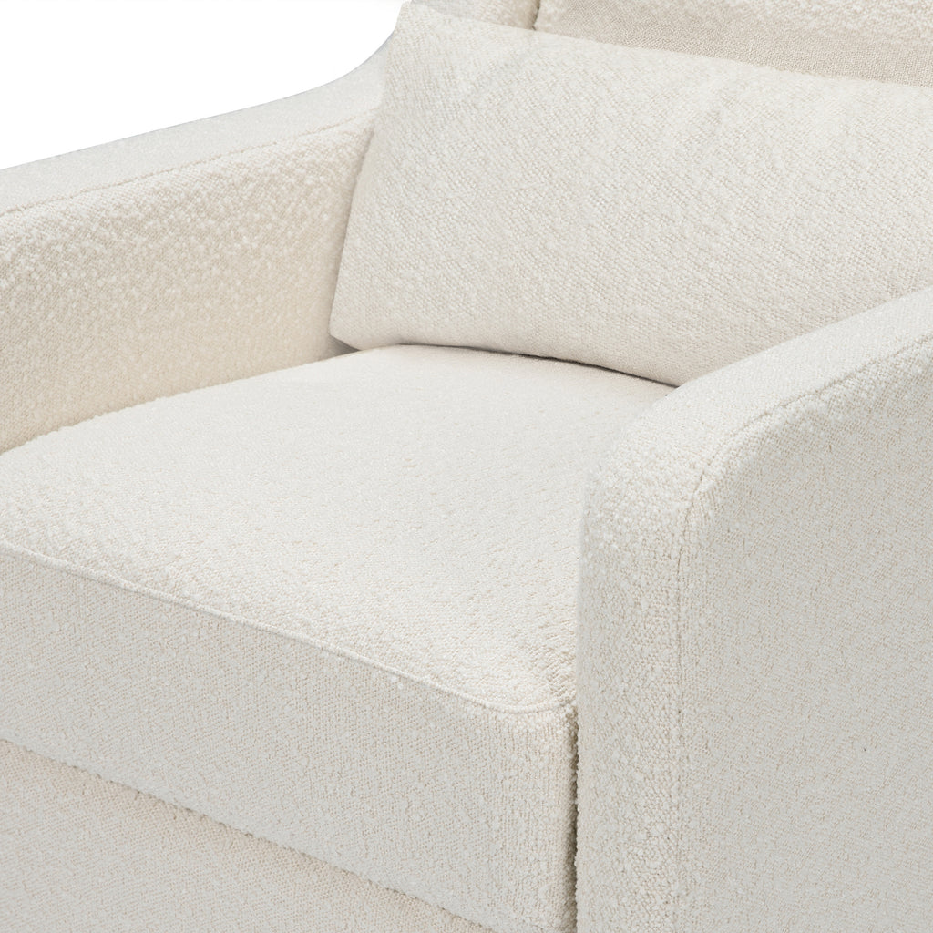 F18787WB,Adrian Swivel Glider with Storage Ottoman in Ivory Boucle