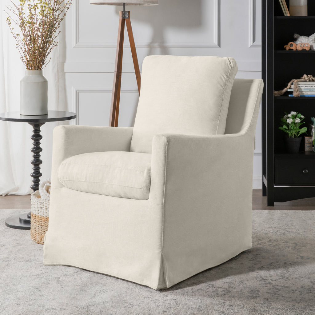 M24287VN,Winnie Slipcover Swivel Glider in Vanilla