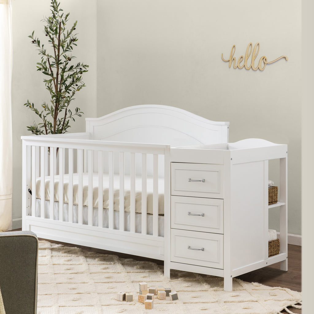 M12891W,Charlie 4-in-1 Convertible Crib & Changer in White