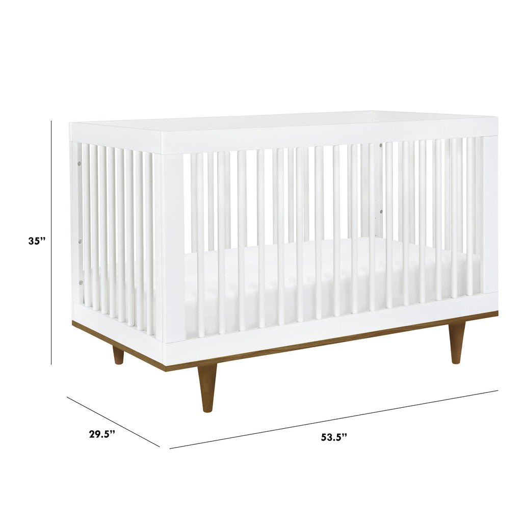 W4901WL,Marley 3-in-1 Convertible Crib in White Finish and Walnut Legs