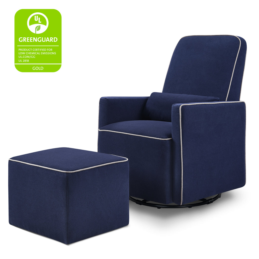 M11687GCM,Olive Glider and Ottoman in Grey Finish w/Cream Piping Navy with Grey Piping