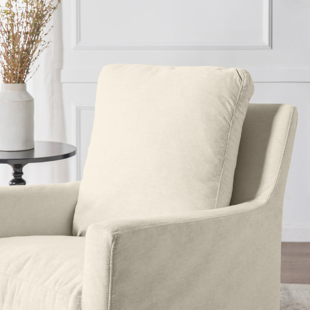 M24287VN,Winnie Slipcover Swivel Glider in Vanilla