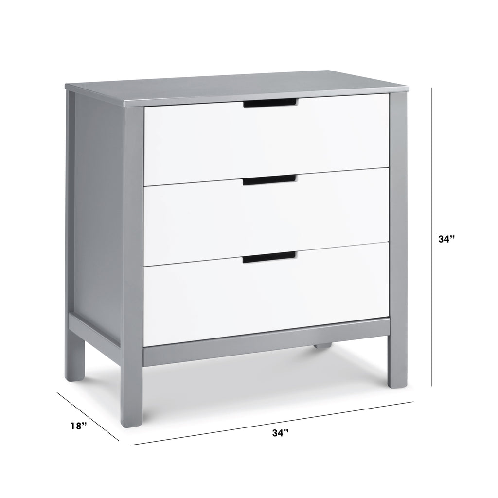 F11923GW,Colby 3-drawer Dresser in Grey and White