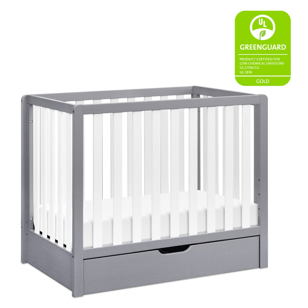 F11981NX,Colby 4-in-1 Convertible Mini Crib with Trundle in Washed Natural Grey / White