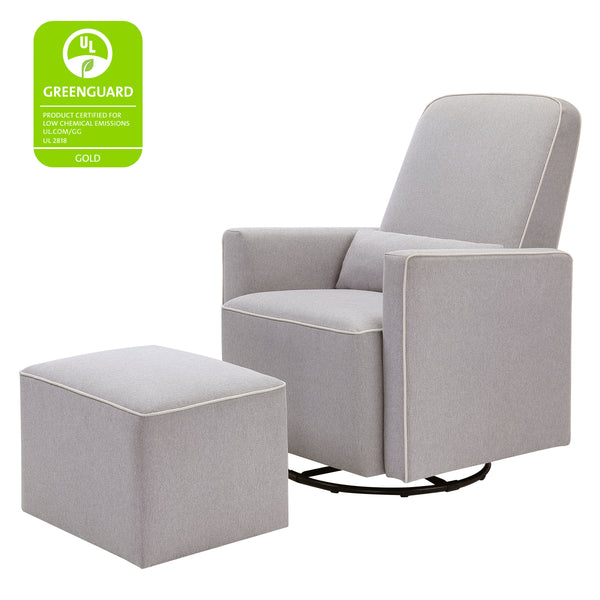M11687GCM,Olive Glider and Ottoman in Grey Finish w/Cream Piping Grey with Cream Piping